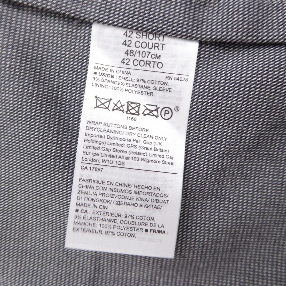Banana Republic Mens Blazer Unlined Gray Cotton Spandex 42 Short Slim Fit